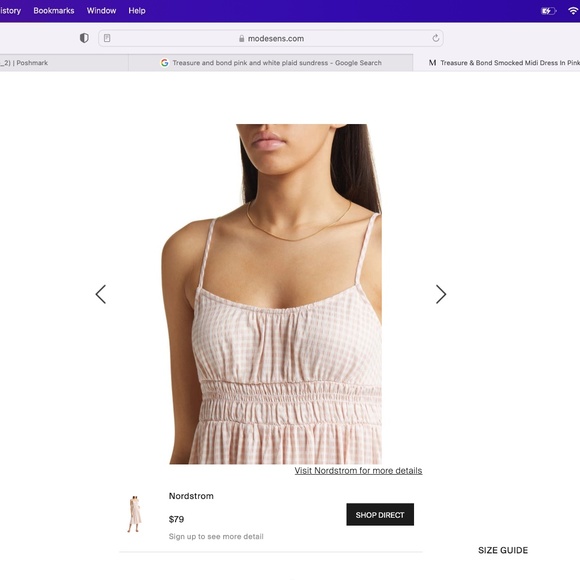 Treasure and Bond: Smocked Midi Dress In Pink Smoke Sarah Check (NWOT) - Picture 13 of 15